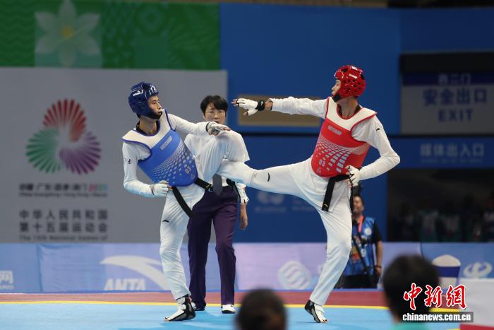 惠州开幕的第十五届全国运动会跆拳道比赛，广